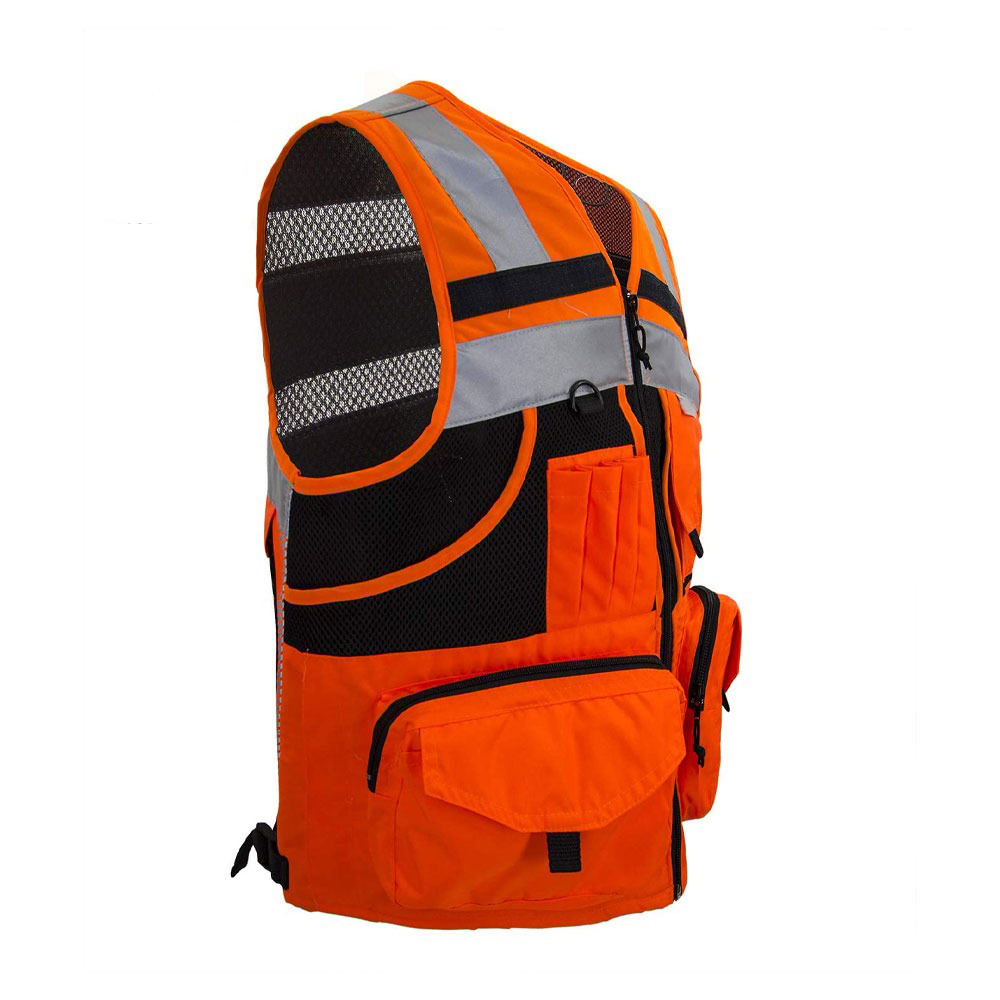 National Apparels Customized Black Reflective Safety Vest Company Logo With Pockets Custom Color Fluorescent Visibility Work Class 2 Safety Vest